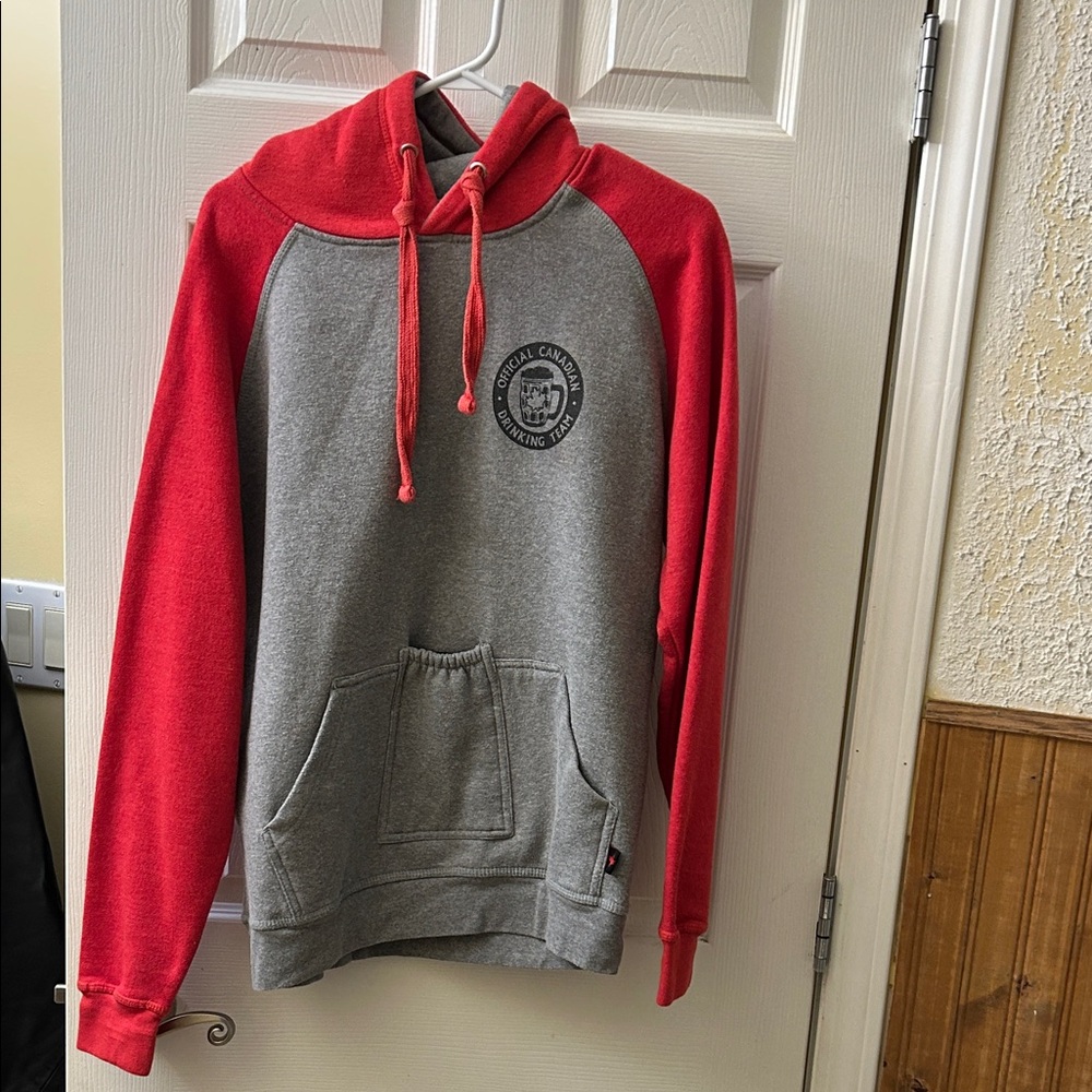 Red and Gray Hoodie with Logo